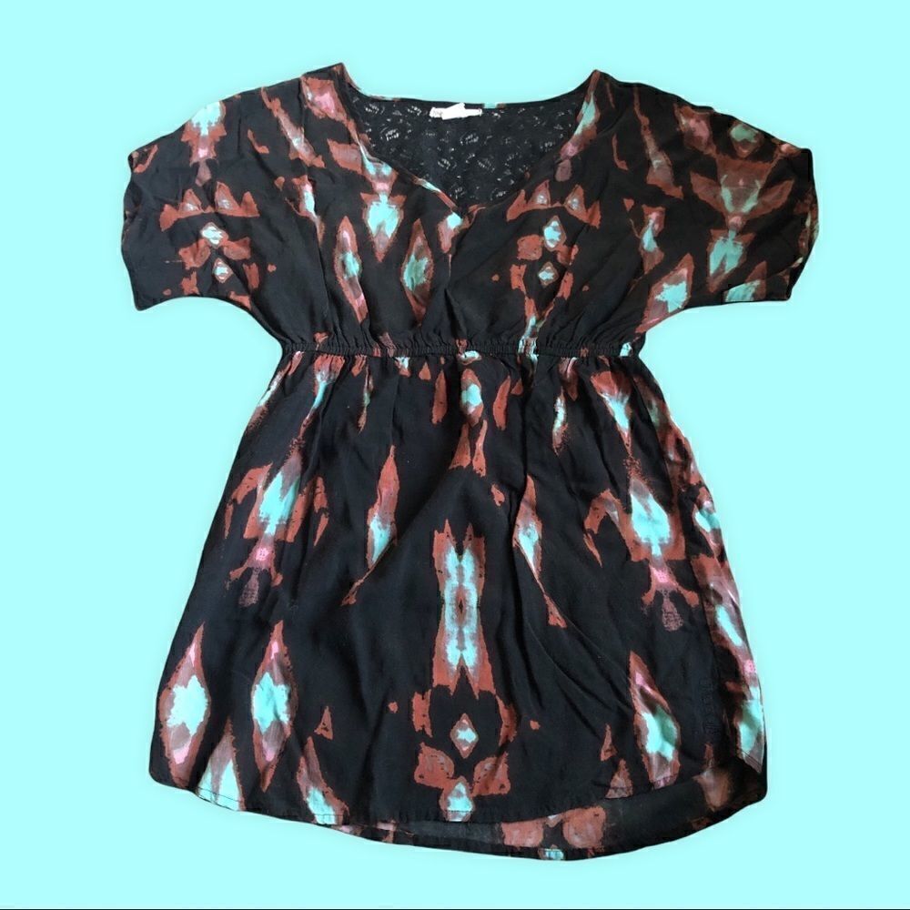 Printed Lace Patch Mini Dress - Picture 7 of 7